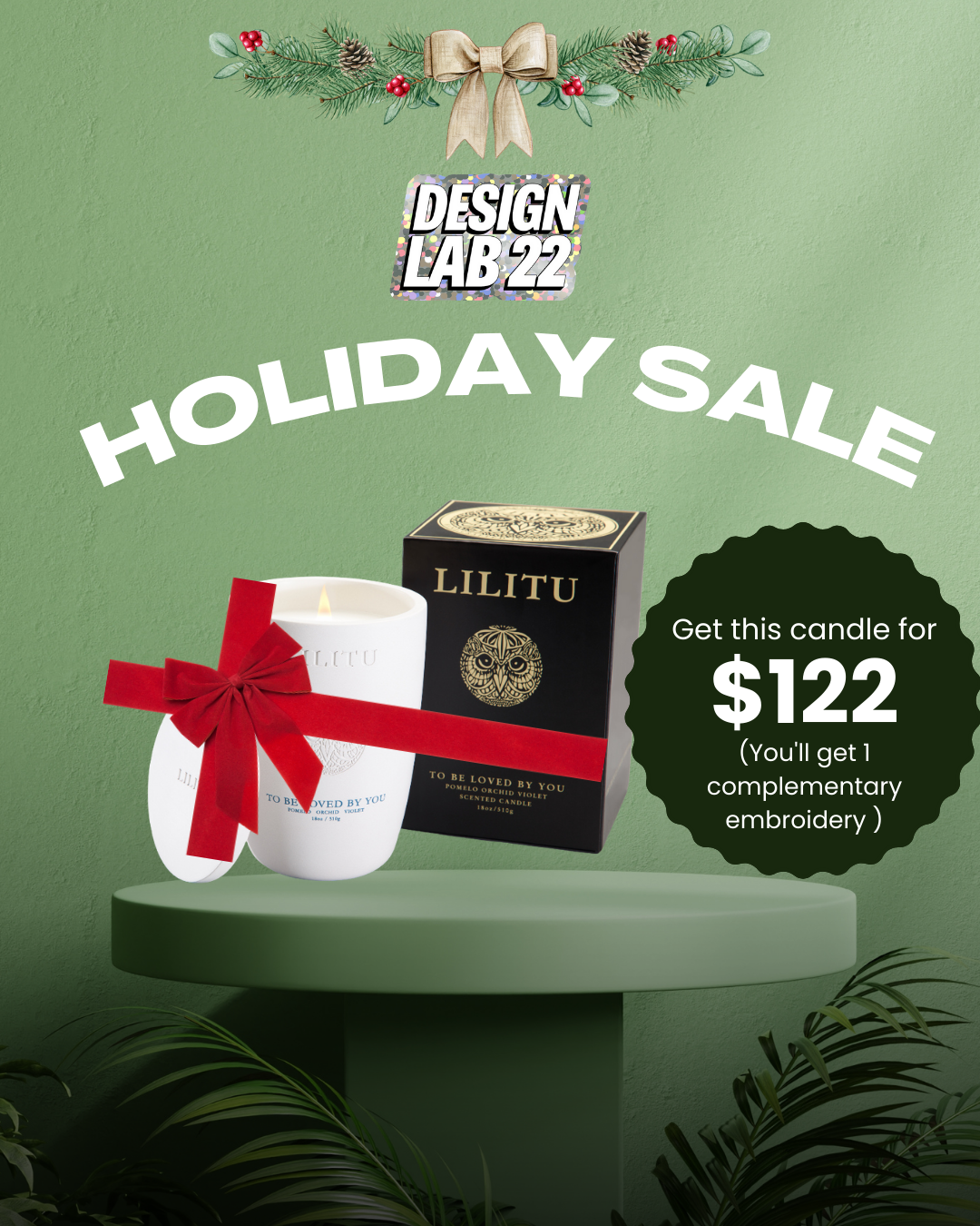 Premium Lilitu candle + 1 free embroidery included.